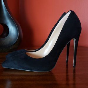 Black Faux Suede High Heels (4.5 Inch) - Size 10